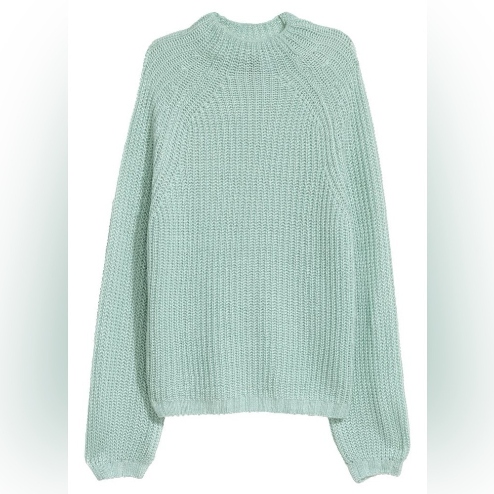 NWOT H&M Blue Glittery Women's High Neck Sweater Size XS